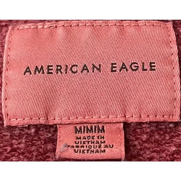 AMERICAN EAGLE LONG SLEEVE CREWNECK SWEATSHIRT, WOMENS, M, HEATHER CRANBERRY - Picture 10 of 11